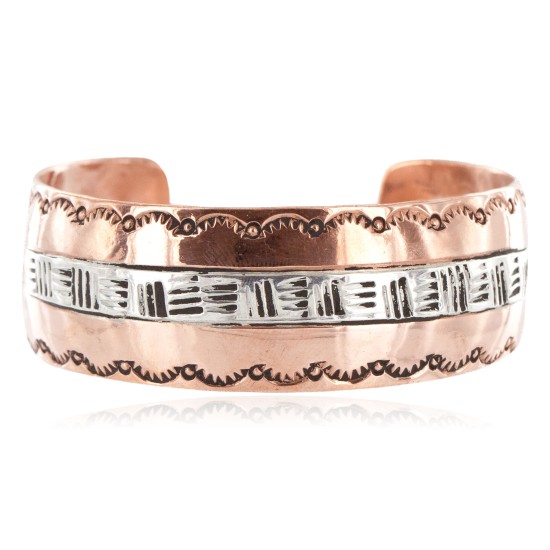 Handmade Certified Authentic Navajo Pure .925 Sterling Silver and Copper Native American Bracelet 12899-3 Handmade Certified Authentic Navajo Pure .925 Sterling Silver and Copper Native American Bracelet 12899-3