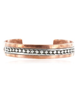 Handmade Certified Authentic Navajo Pure .925 Sterling Silver and Copper Native American Bracelet 12902-5
