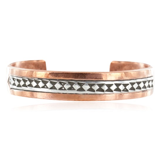 Handmade Certified Authentic Navajo Pure .925 Sterling Silver and Copper Native American Bracelet 12902-5 Handmade Certified Authentic Navajo Pure .925 Sterling Silver and Copper Native American Bracelet 12902-5