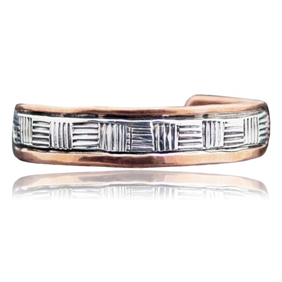 Handmade Certified Authentic Navajo Pure .925 Sterling Silver and Copper Native American Cuff Bracelet 390678191921