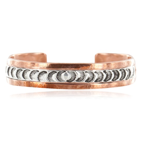 Handmade Certified Authentic Navajo Pure .925 Sterling Silver Copper Native American Bracelet 12902-3 Handmade Certified Authentic Navajo Pure .925 Sterling Silver Copper Native American Bracelet 12902-3