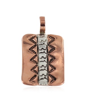 Handmade Certified Authentic Navajo Pure .925 Sterling Silver Native American Copper Pendant 13127-2