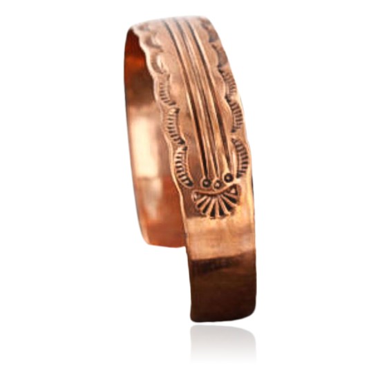 Handmade Certified Authentic Navajo Pure Handstamped Copper Native American Bracelet 370982446599