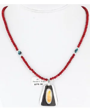 Handmade Certified Authentic Navajo Turquoise and Spiny Oyster Native American Necklace 371059583177 Handmade Certified Authentic Navajo Turquoise and Spiny Oyster Native American Necklace 371059583177