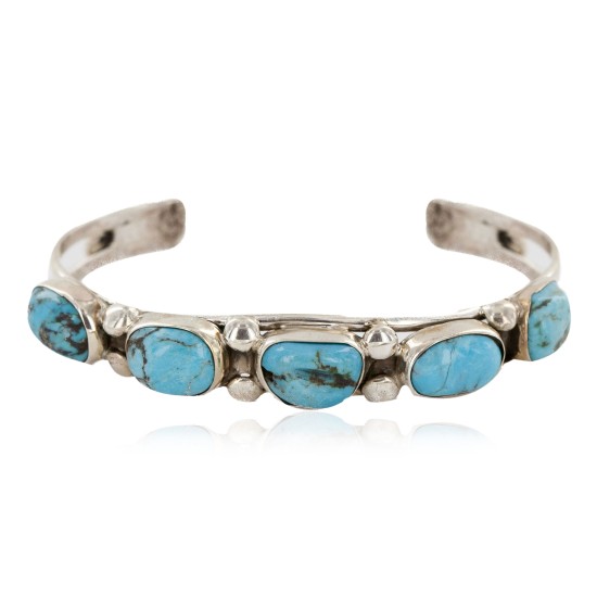 Handmade Certified Authentic Nuggets Navajo .925 Sterling Silver Natural Turquoise Native American Bracelet 12798-1 Handmade Certified Authentic Nuggets Navajo .925 Sterling Silver Natural Turquoise Native American Bracelet 12798-1