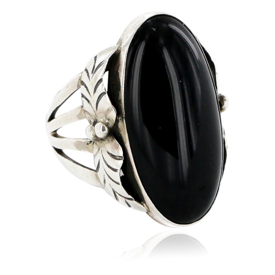 Handmade Certified Authentic Signed Navajo .925 Sterling Silver Natural Black Onyx Native American Ring 16349 Handmade Certified Authentic Signed Navajo .925 Sterling Silver Natural Black Onyx Native American Ring 16349