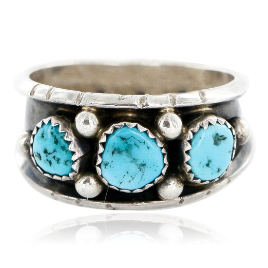 Handmade Certified Authentic Signed Navajo .925 Sterling Silver Natural Turquoise Native American Ring  16835