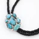 Handmade Zuni .925 Sterling Silver Turquoise Nuggets Bolo Tie 390792496081