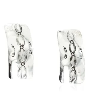 Handmade Feather Certified Authentic Navajo .925 Sterling Silver Stud Native American Earrings 17136-2