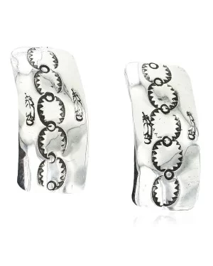 Handmade Feather Certified Authentic Navajo .925 Sterling Silver Stud Native American Earrings 17136-4