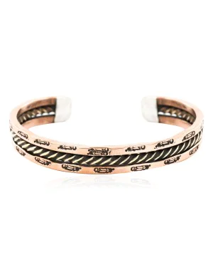 Handmade Feather Certified Authentic Navajo Pure Copper and Brass Native American Bracelet 12846-1