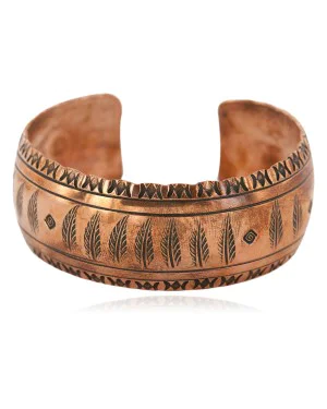 Handmade Feather Certified Authentic Navajo Pure Copper Native American Bracelet 12869-1 Handmade Feather Certified Authentic Navajo Pure Copper Native American Bracelet 12869-1