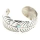 Handmade Feather Certified Authentic Roanhorse Navajo Nickel Natural Turquoise Native American Bracelet 12841-2