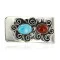 Handmade Flower Certified Authentic Signed Navajo Nickel Natural Turquoise and Jasper Native American Money Clip 11228