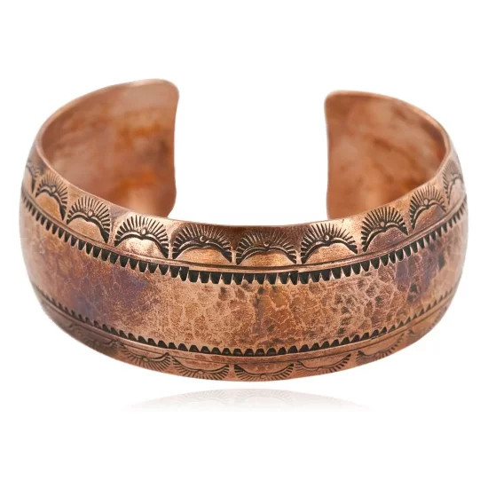 Handmade Hammered Certified Authentic Navajo Pure Copper Native American Bracelet 12869-2 Handmade Hammered Certified Authentic Navajo Pure Copper Native American Bracelet 12869-2