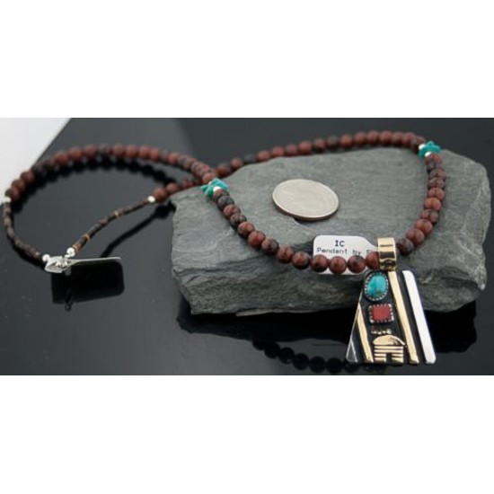Handmade Hogan Certified Authentic Navajo Native .925 Sterling Silver 12kt Gold Filled Coral and Turquoise Native American Necklace 370803468959 Handmade Hogan Certified Authentic Navajo Native .925 Sterling Silver 12kt Gold Filled Coral and Turquoise Native American Necklace 370803468959