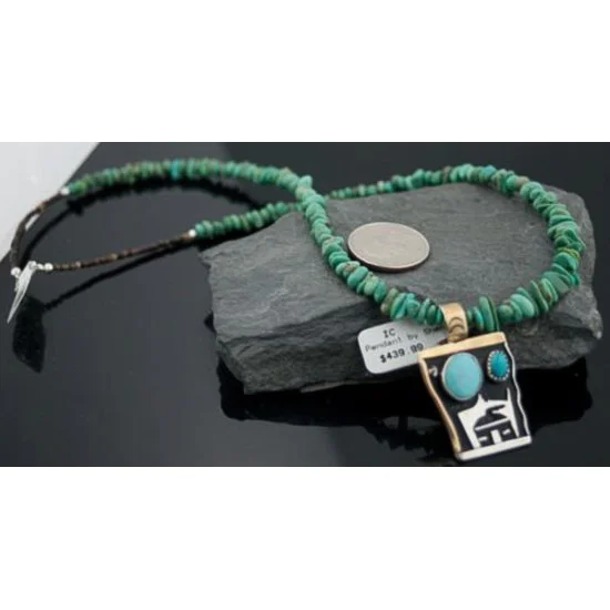 Handmade Hogan Certified Authentic Navajo .925 Sterling Silver 12kt Gold Filled Turquoise Native American Necklace 370794699246 Handmade Hogan Certified Authentic Navajo .925 Sterling Silver 12kt Gold Filled Turquoise Native American Necklace 370794699246