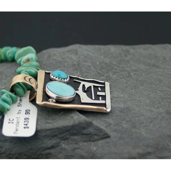 Handmade Hogan Certified Authentic Navajo .925 Sterling Silver 12kt Gold Filled Turquoise Native American Necklace 370794699246 Handmade Hogan Certified Authentic Navajo .925 Sterling Silver 12kt Gold Filled Turquoise Native American Necklace 370794699246