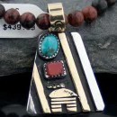 Handmade Hogan Certified Authentic Navajo Native .925 Sterling Silver 12kt Gold Filled Coral and Turquoise Native American Necklace 370803468959