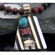 Handmade Hogan Certified Authentic Navajo Native .925 Sterling Silver 12kt Gold Filled Coral and Turquoise Native American Necklace 370803468959