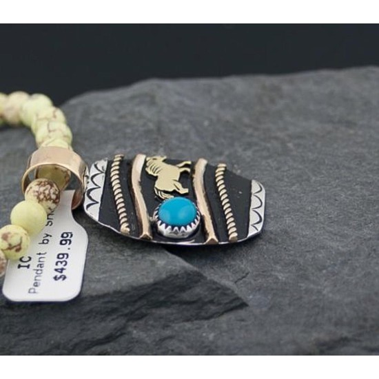 Handmade Horse Certified Authentic Navajo .925 Sterling Silver 12kt Gold Filled Turquoise Native American Necklace 370801291926 Handmade Horse Certified Authentic Navajo .925 Sterling Silver 12kt Gold Filled Turquoise Native American Necklace 370801291926