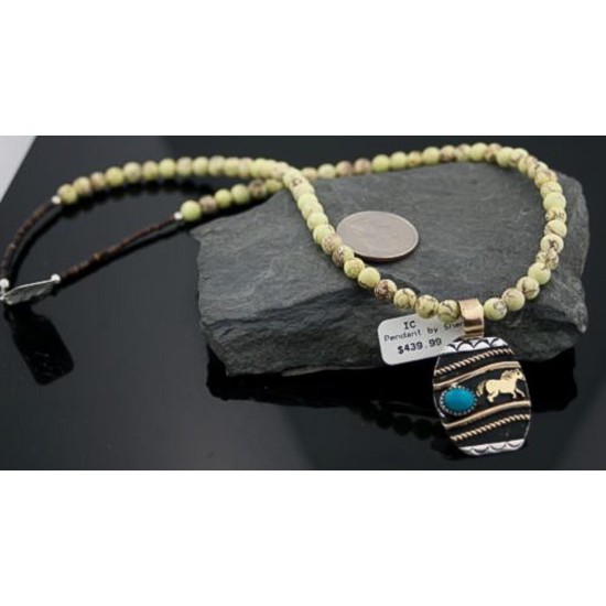 Handmade Horse Certified Authentic Navajo .925 Sterling Silver 12kt Gold Filled Turquoise Native American Necklace 370801291926 Handmade Horse Certified Authentic Navajo .925 Sterling Silver 12kt Gold Filled Turquoise Native American Necklace 370801291926