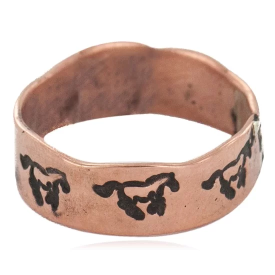 Handmade Horse Certified Authentic Navajo Native American Pure Copper Ring 17093-1 Handmade Horse Certified Authentic Navajo Native American Pure Copper Ring 17093-1