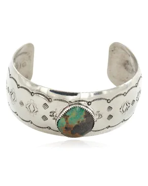 Handmade Horse Certified Authentic Navajo Nickel Natural Turquoise Native American Bracelet 01 12784-12
