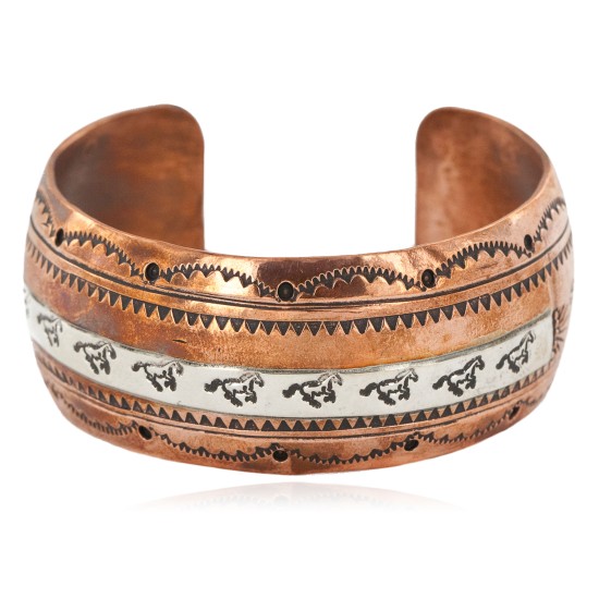 Handmade Horse Certified Authentic Navajo Pure .925 Sterling Silver and Copper Native American Bracelet 12843-2 Handmade Horse Certified Authentic Navajo Pure .925 Sterling Silver and Copper Native American Bracelet 12843-2