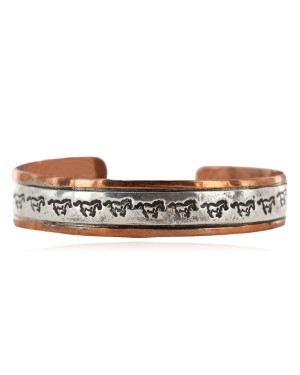 Handmade Horse Navajo Pure .925 Sterling Silver Copper Bracelet NB151113023617
