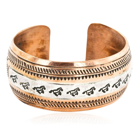 Handmade Horse Mountain Certified Authentic Navajo Pure .925 Sterling Silver and Copper Native American Bracelet 12839-3
