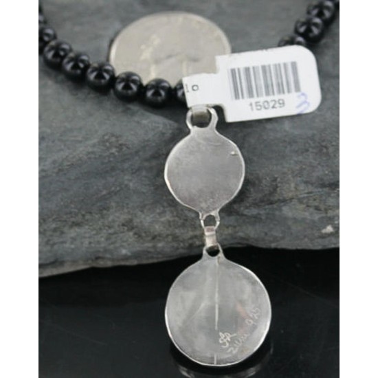 Handmade Inlaid Certified Authentic Zuni .925 Sterling Silver Natural Turquoise Native American Necklace 370919050185 Handmade Inlaid Certified Authentic Zuni .925 Sterling Silver Natural Turquoise Native American Necklace 370919050185