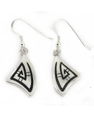 Handmade Kachina Certified Authentic Hopi .925 Sterling Silver Dangle Native American Earrings 12856-3