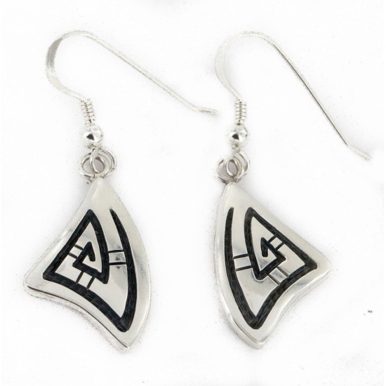 Handmade Kachina Certified Authentic Hopi .925 Sterling Silver Dangle Native American Earrings 12856-3 All Products 12856-3 12856-3 (by LomaSiiva)