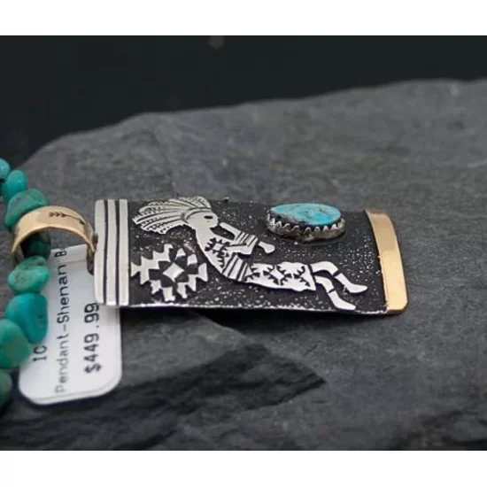 Handmade Kokopelli Certified Authentic Navajo .925 Sterling Silver 12kt Gold Filled Turquoise Native American Necklace 390611867855 Handmade Kokopelli Certified Authentic Navajo .925 Sterling Silver 12kt Gold Filled Turquoise Native American Necklace 390611867855