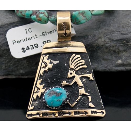 Handmade Kokopelli Certified Authentic Navajo .925 Sterling Silver 12kt Gold Filled Turquoise Native American Necklace 390614969451