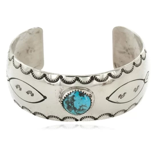 Handmade Kokopelli Certified Authentic Navajo Nickel Natural Turquoise Native American Bracelet 01 12784-5 Handmade Kokopelli Certified Authentic Navajo Nickel Natural Turquoise Native American Bracelet 01 12784-5