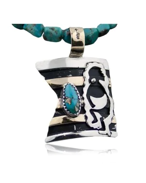 Handmade Kokopelli RARE Certified Authentic Navajo .925 Sterling Silver 12kt Gold Filled Turquoise Native American Necklace 390616858874