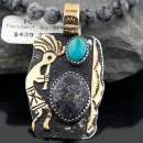 Handmade Kokopelli RARE Certified Authentic Navajo Native .925 Sterling Silver Gold Filled Turquoise Native American Necklace 390574096621