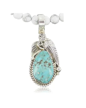 Handmade Leaf Certified Authentic Navajo .925 Sterling Silver Turquoise Native American Necklace 370909897471