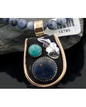 Handmade Leaf RARE Certified Authentic Navajo Native .925 Sterling Silver Gold Filled Turquoise and LAPIS Native American Necklace 390568625347 Handmade Leaf RARE Certified Authentic Navajo Native .925 Sterling Silver Gold Filled Turquoise and LAPIS Native American Necklace 390568625347