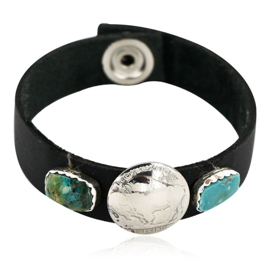 Handmade Navajo Sterling Silver Natural Turquoise Bracelet 12836-2 Handmade Navajo Sterling Silver Natural Turquoise Bracelet 12836-2