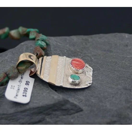 Handmade Mountain Certified Authentic Navajo .925 Sterling Silver 12kt Gold Filled Spiny Oyster and Turquoise Native American Necklace 370808224529 Handmade Mountain Certified Authentic Navajo .925 Sterling Silver 12kt Gold Filled Spiny Oyster and Turquoise Native American Necklace 370808224529