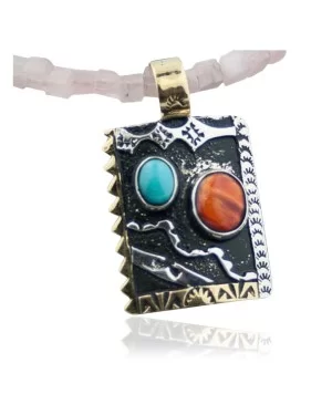 Handmade Mountain Certified Authentic Navajo .925 Sterling Silver 12kt Gold Filled Turquoise Native American Necklace 370806111332