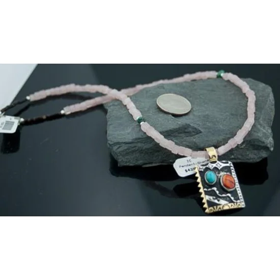 Handmade Mountain Certified Authentic Navajo .925 Sterling Silver 12kt Gold Filled Turquoise Native American Necklace 370806111332 Handmade Mountain Certified Authentic Navajo .925 Sterling Silver 12kt Gold Filled Turquoise Native American Necklace 370806111332