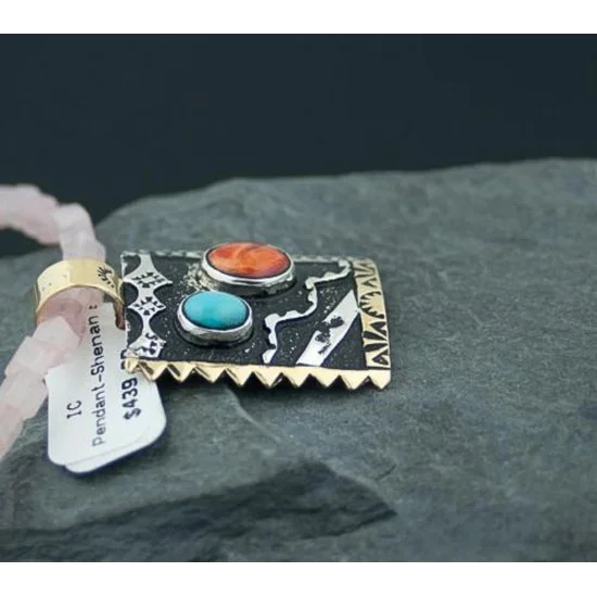 Handmade Mountain Certified Authentic Navajo .925 Sterling Silver 12kt Gold Filled Turquoise Native American Necklace 370806111332 Handmade Mountain Certified Authentic Navajo .925 Sterling Silver 12kt Gold Filled Turquoise Native American Necklace 370806111332