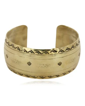 Handmade Mountain Certified Authentic Navajo Brass Native American Bracelet 12871