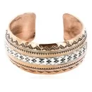 Handmade Mountain Feather Certified Authentic Navajo Pure .925 Sterling Silver and Copper Native American Bracelet 12843-6