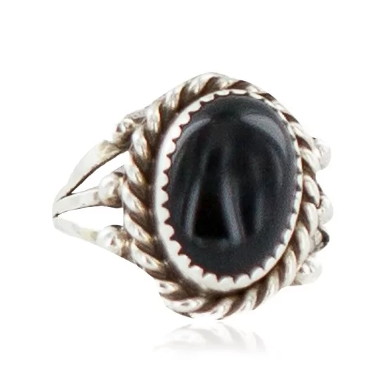Handmade Navajo Certified Authentic .925 Sterling Silver Natural Black Onyx Native American Ring Size 9 13106-6 Handmade Navajo Certified Authentic .925 Sterling Silver Natural Black Onyx Native American Ring Size 9 13106-6