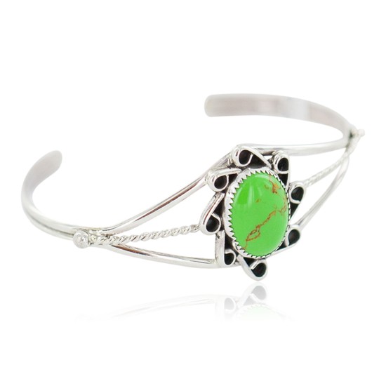 Handmade Navajo Certified Authentic .925 Sterling Silver Natural Gaspeite Native American Bracelet 13108-2 Handmade Navajo Certified Authentic .925 Sterling Silver Natural Gaspeite Native American Bracelet 13108-2